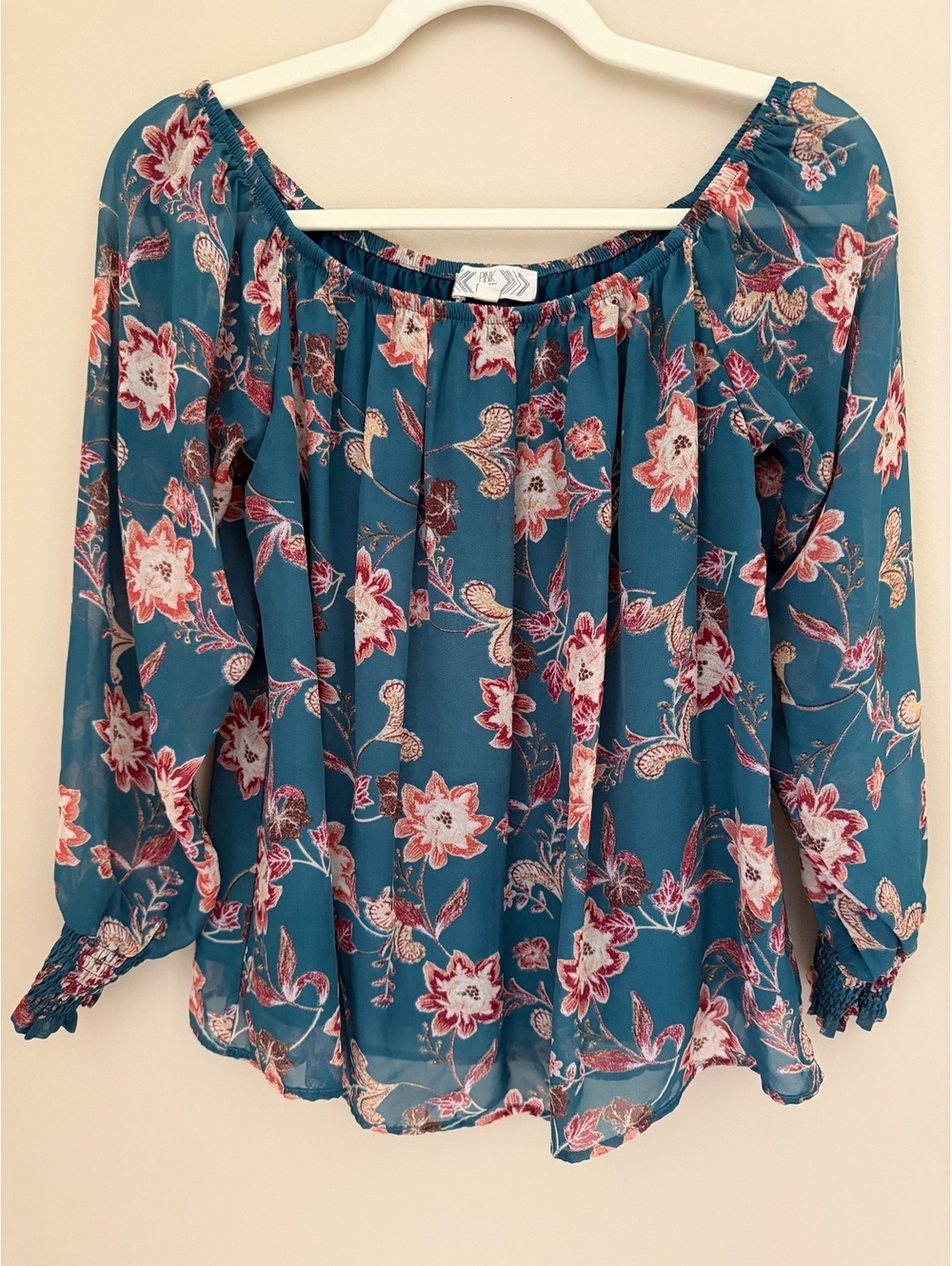 M Pink Rose lined blouse, on/off shoulder